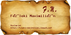 Füleki Maximilián névjegykártya